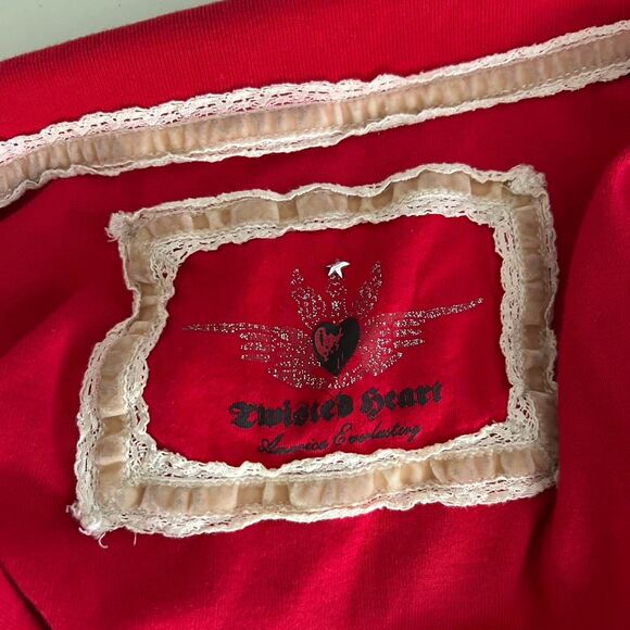 Twisted Hearts Y2K Vintage Women's Red Polo shirt henley - Picture 4 of 5